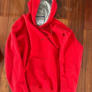 Champion Bold Red Hoodie with Gray Lining